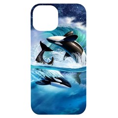 Orca Wave Water Underwater Iphone 14 Black Uv Print Case by Salman4z