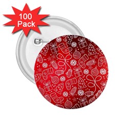 Christmas Pattern Red 2 25  Buttons (100 Pack)  by Salman4z