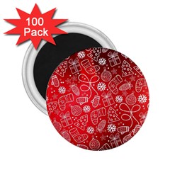 Christmas Pattern Red 2 25  Magnets (100 Pack)  by Salman4z