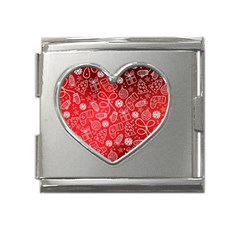 Christmas Pattern Red Mega Link Heart Italian Charm (18mm) by Salman4z