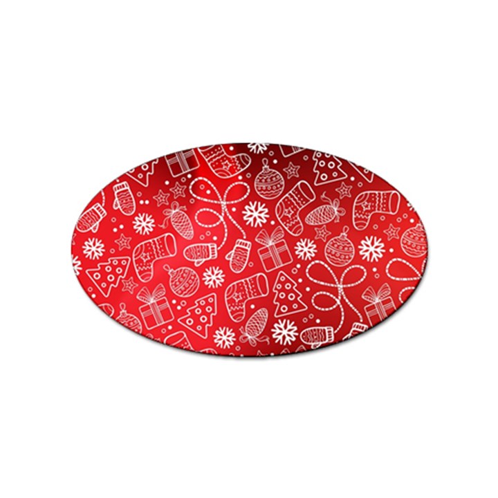 Christmas Pattern Red Sticker Oval (10 pack)