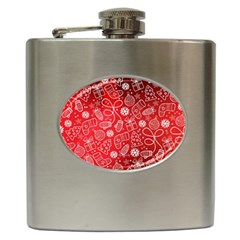 Christmas Pattern Red Hip Flask (6 Oz) by Salman4z