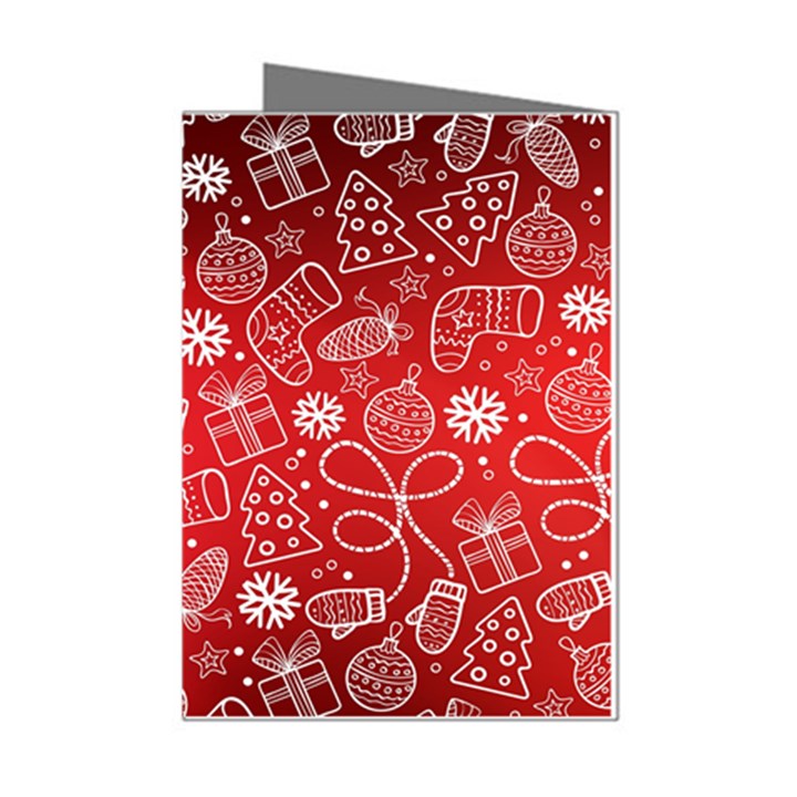 Christmas Pattern Red Mini Greeting Cards (Pkg of 8)