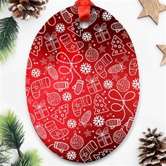 Christmas Pattern Red Oval Ornament (two Sides) by Salman4z