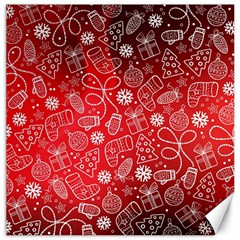 Christmas Pattern Red Canvas 16  X 16  by Salman4z