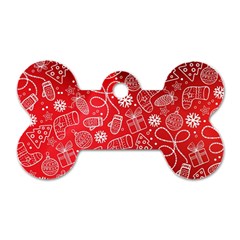 Christmas Pattern Red Dog Tag Bone (two Sides) by Salman4z