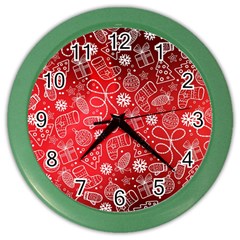 Christmas Pattern Red Color Wall Clock by Salman4z