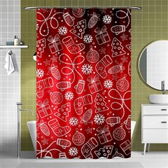 Christmas Pattern Red Shower Curtain 48  X 72  (small)  by Salman4z