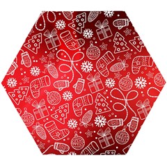 Christmas Pattern Red Wooden Puzzle Hexagon by Salman4z