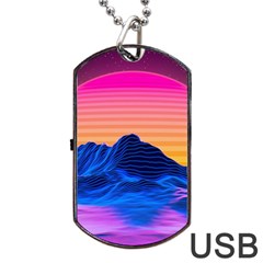 Sun Ultra Artistic 3d Illustration Sunset Dog Tag Usb Flash (one Side) by Salman4z