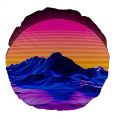 Sun Ultra Artistic 3d Illustration Sunset Large 18  Premium Flano Round Cushions by Salman4z