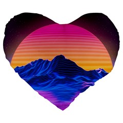 Sun Ultra Artistic 3d Illustration Sunset Large 19  Premium Flano Heart Shape Cushions by Salman4z