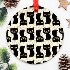 Black Cats And Dots Koteto Cat Pattern Kitty Ornament (round) by Salman4z