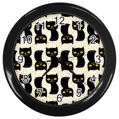 Black Cats And Dots Koteto Cat Pattern Kitty Wall Clock (black) by Salman4z