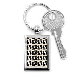 Black Cats And Dots Koteto Cat Pattern Kitty Key Chain (rectangle) by Salman4z