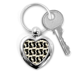 Black Cats And Dots Koteto Cat Pattern Kitty Key Chain (heart) by Salman4z