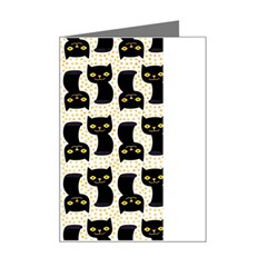 Black Cats And Dots Koteto Cat Pattern Kitty Mini Greeting Card by Salman4z