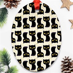 Black Cats And Dots Koteto Cat Pattern Kitty Oval Ornament (two Sides) by Salman4z