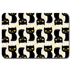 Black Cats And Dots Koteto Cat Pattern Kitty Large Doormat by Salman4z