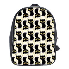 Black Cats And Dots Koteto Cat Pattern Kitty School Bag (large) by Salman4z