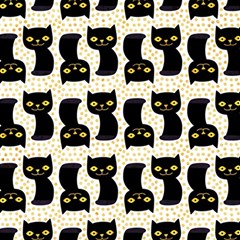 Black Cats And Dots Koteto Cat Pattern Kitty Play Mat (rectangle) by Salman4z