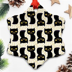 Black Cats And Dots Koteto Cat Pattern Kitty Snowflake Ornament (two Sides) by Salman4z