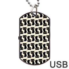 Black Cats And Dots Koteto Cat Pattern Kitty Dog Tag Usb Flash (two Sides) by Salman4z