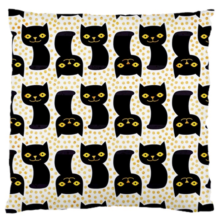 Black Cats And Dots Koteto Cat Pattern Kitty Large Cushion Case (Two Sides)