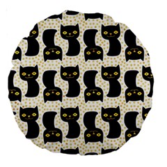 Black Cats And Dots Koteto Cat Pattern Kitty Large 18  Premium Round Cushions by Salman4z