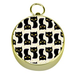 Black Cats And Dots Koteto Cat Pattern Kitty Gold Compasses by Salman4z