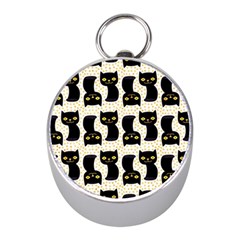 Black Cats And Dots Koteto Cat Pattern Kitty Mini Silver Compasses by Salman4z