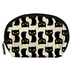 Black Cats And Dots Koteto Cat Pattern Kitty Accessory Pouch (large) by Salman4z