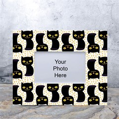 Black Cats And Dots Koteto Cat Pattern Kitty White Tabletop Photo Frame 4 x6  by Salman4z