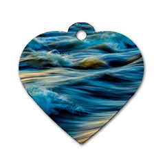 Waves Abstract Dog Tag Heart (two Sides) by Salman4z