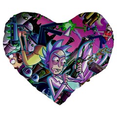 Rick And Morty Time Travel Ultra Large 19  Premium Heart Shape Cushions by Salman4z