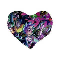 Rick And Morty Time Travel Ultra Standard 16  Premium Flano Heart Shape Cushions by Salman4z