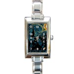 Hogwarts Castle Van Gogh Rectangle Italian Charm Watch Front