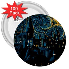 Hogwarts Castle Van Gogh 3  Buttons (100 Pack)  by Salman4z