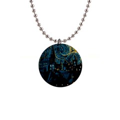 Hogwarts Castle Van Gogh 1  Button Necklace by Salman4z