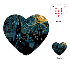 Hogwarts Castle Van Gogh Playing Cards Single Design (heart) by Salman4z