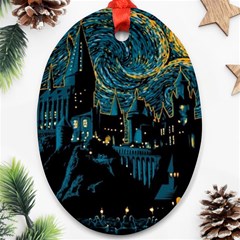 Hogwarts Castle Van Gogh Oval Ornament (two Sides) by Salman4z