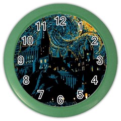 Hogwarts Castle Van Gogh Color Wall Clock by Salman4z