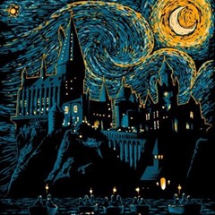 Hogwarts Castle Van Gogh Play Mat (square) by Salman4z