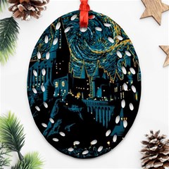 Hogwarts Castle Van Gogh Ornament (oval Filigree) by Salman4z