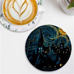 Hogwarts Castle Van Gogh UV Print Round Tile Coaster Front