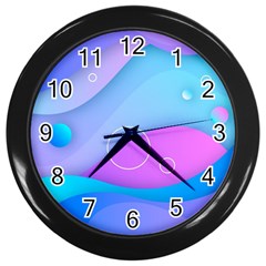 Colorful Blue Purple Wave Wall Clock (black) by Salman4z