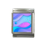 Colorful Blue Purple Wave Italian Charm (13mm) Front