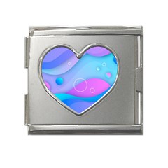 Colorful Blue Purple Wave Mega Link Heart Italian Charm (18mm) by Salman4z