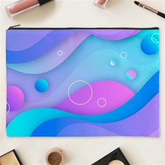 Colorful Blue Purple Wave Cosmetic Bag (xxxl) by Salman4z