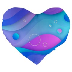 Colorful Blue Purple Wave Large 19  Premium Heart Shape Cushions by Salman4z